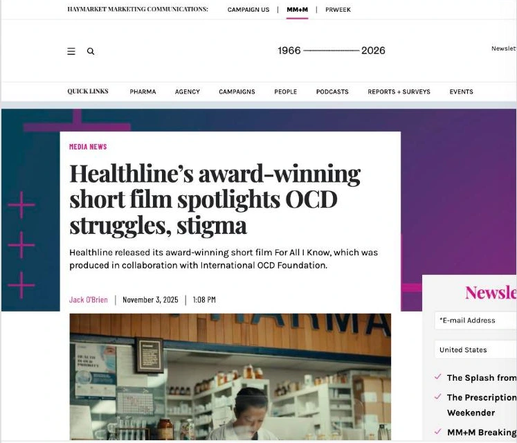 MM+M: Healthline’s award-winning short film spotlights OCD struggles, stigma